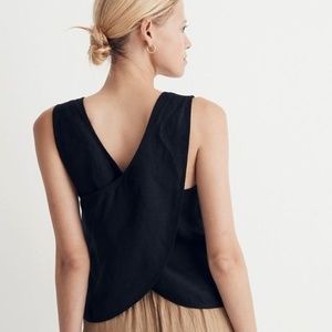 Madewell  Black 100% Linen Cross-Back Sleeveless Top Tank -  Size 10